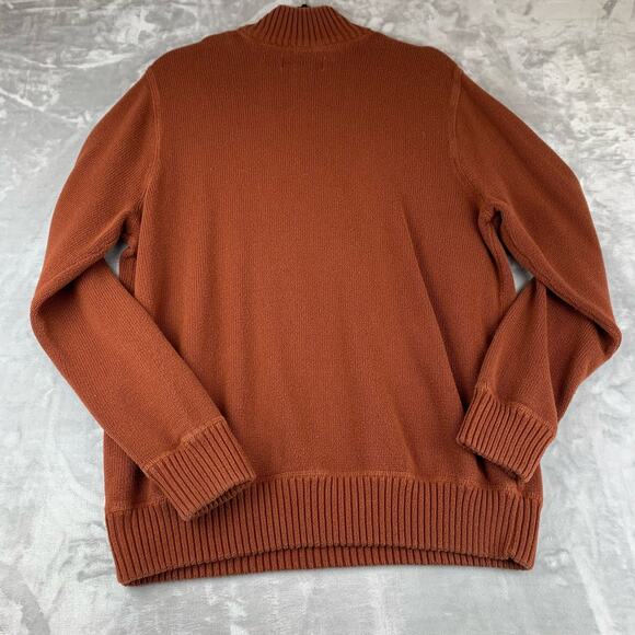 Eddie Bauer Quarter Zip Sweater Men's Large Burnt Orange Knit Classic (0691) - Picture 5 of 8